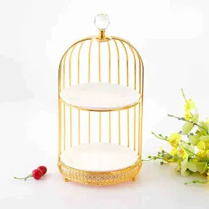 2 Tier Gold Bird Cage Dessert Stand